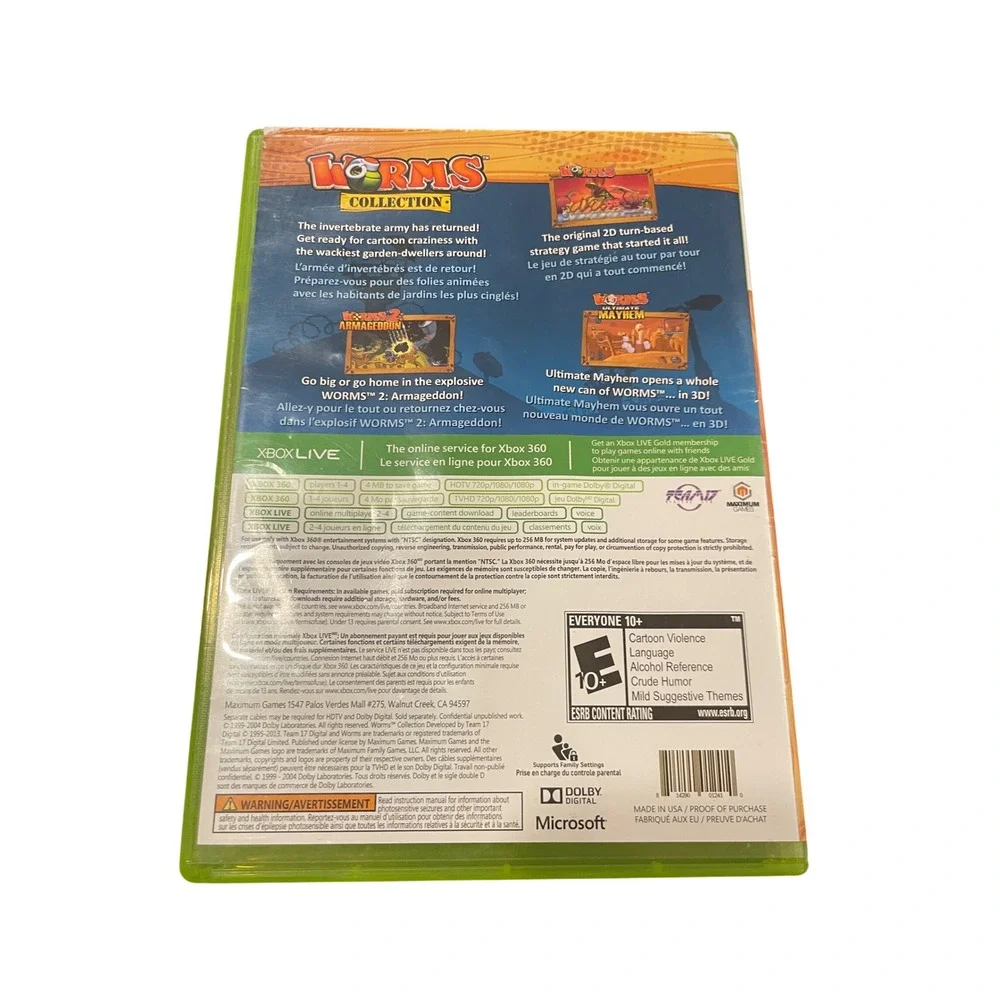 Worms Collection Xbox 360 3 Games 6 DLC Packs Ultimate Mayhem Armageddon NTSC